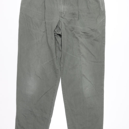 Marks and Spencer Men's Green Chino Trousers 38W 33L Cotton Regular Fit