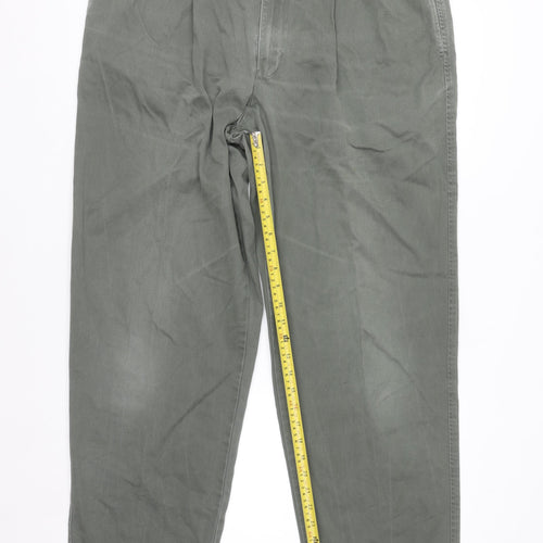 Marks and Spencer Men's Green Chino Trousers 38W 33L Cotton Regular Fit