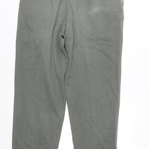Marks and Spencer Men's Green Chino Trousers 38W 33L Cotton Regular Fit