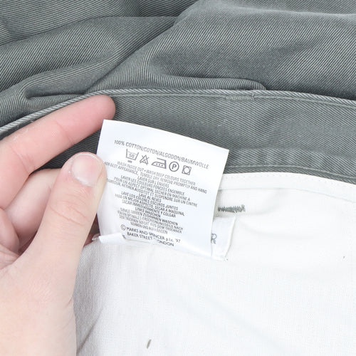 Marks and Spencer Men's Green Chino Trousers 38W 33L Cotton Regular Fit