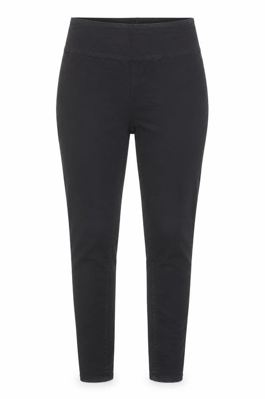 Front view of Pieces Women's Black High Waist Slim Jeggings, size L