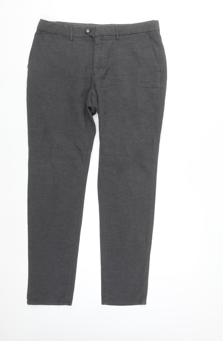 Massimo Dutti Men's Grey Slim Fit Chino Trousers Size 34