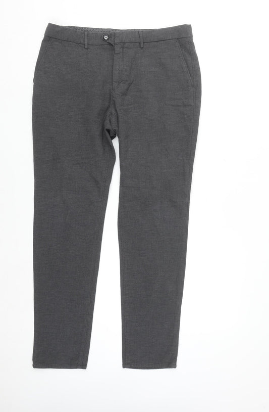 Massimo Dutti Men's Grey Slim Fit Chino Trousers Size 34
