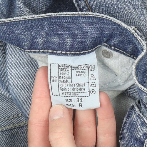 Paraffin Men's Blue Straight Fit Denim Jeans Size 34 Regular
