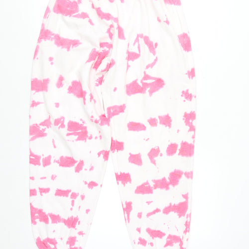 Stylewise Women's Pink Tie-Dye Jogger Trousers Size L UK 12 Cotton Blend