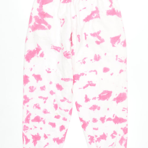 Stylewise Women's Pink Tie-Dye Jogger Trousers Size L UK 12 Cotton Blend