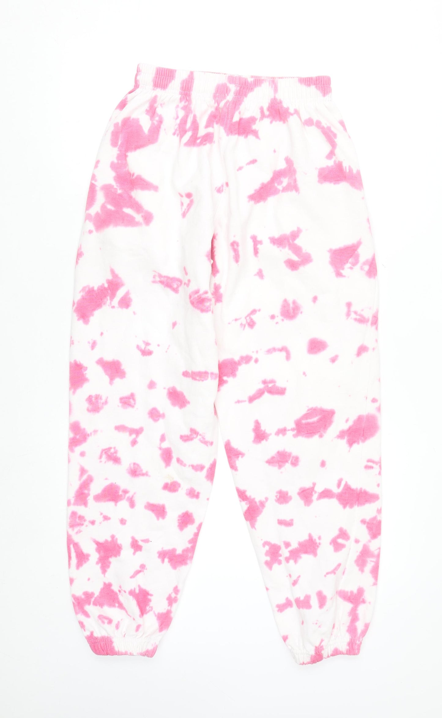 Stylewise Women's Pink Tie-Dye Jogger Trousers Size L UK 12 Cotton Blend
