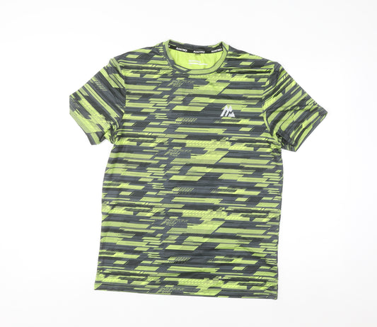 Montirex Men's Green Geometric Sports T-Shirt Size S
