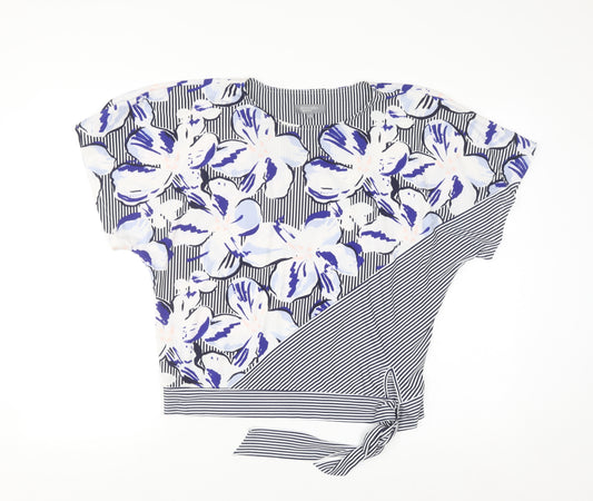 Principles Petite Women's Blue Floral Wrap Blouse Size 14 Petite