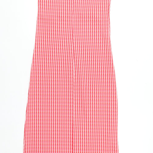 ZARA Women Red Check Slip Dress Size S Polyester Midi