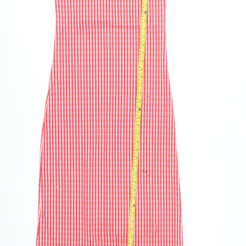 ZARA Women Red Check Slip Dress Size S Polyester Midi