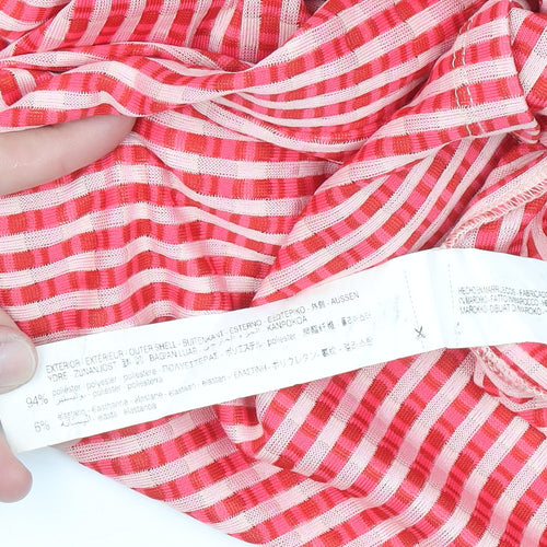 ZARA Women Red Check Slip Dress Size S Polyester Midi