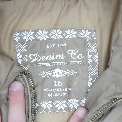 Denim Co Women Beige Size 16 Puffer Jacket Nylon Winter Coat