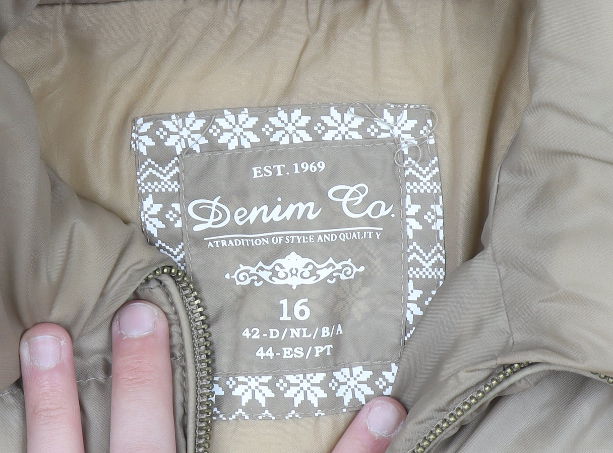 Denim Co Women Beige Size 16 Puffer Jacket Nylon Winter Coat