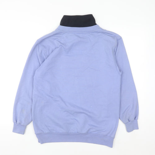 Dash Womens Blue Embroidered 1/4 Zip Sweatshirt Size 10 Cotton Blend