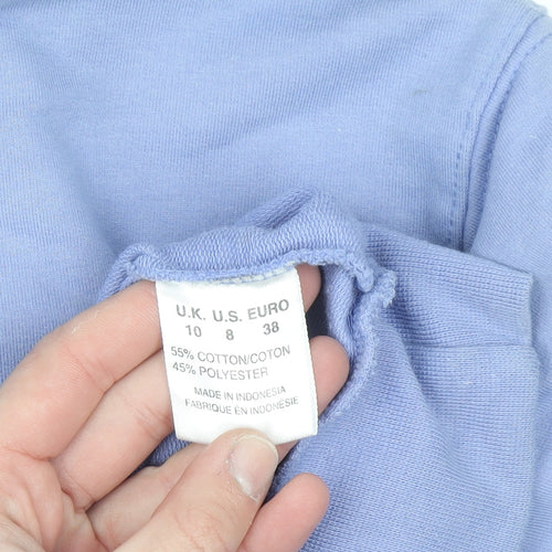 Dash Womens Blue Embroidered 1/4 Zip Sweatshirt Size 10 Cotton Blend