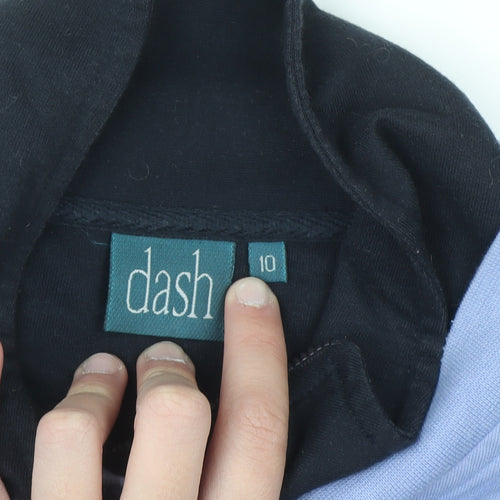 Dash Womens Blue Embroidered 1/4 Zip Sweatshirt Size 10 Cotton Blend