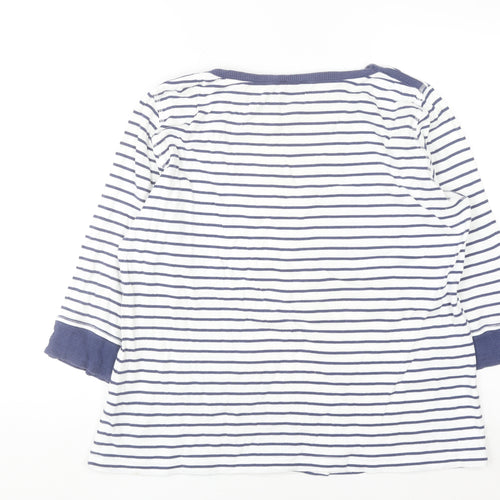 Brandtex Women White Blue Striped Pullover Sweatshirt XL Long Sleeve