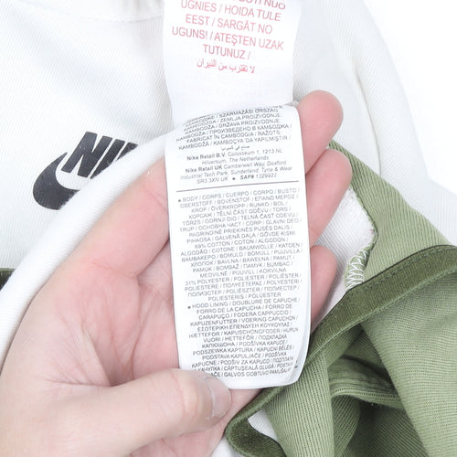 Nike Teens Green White Full Zip Hoodie L Cotton Blend