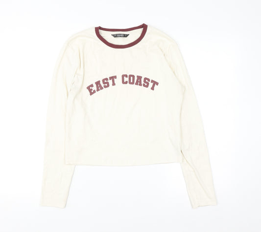 Dunnes Women Ivory Ringer Long Sleeve T-Shirt Size 16