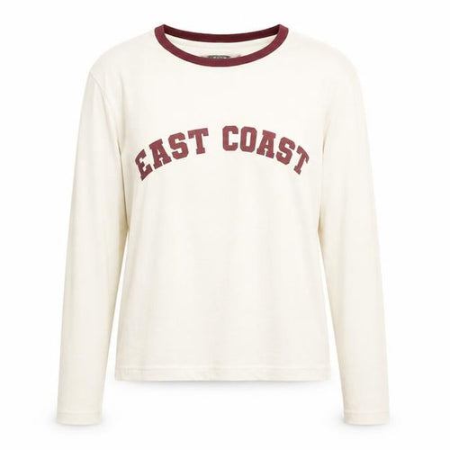 Dunnes Women Ivory Ringer Long Sleeve T-Shirt Size 16