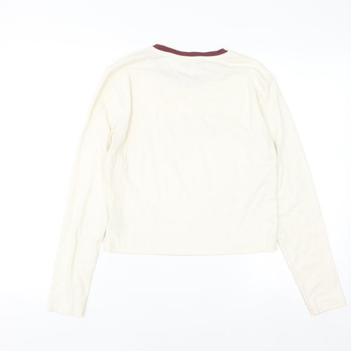 Dunnes Women Ivory Ringer Long Sleeve T-Shirt Size 16