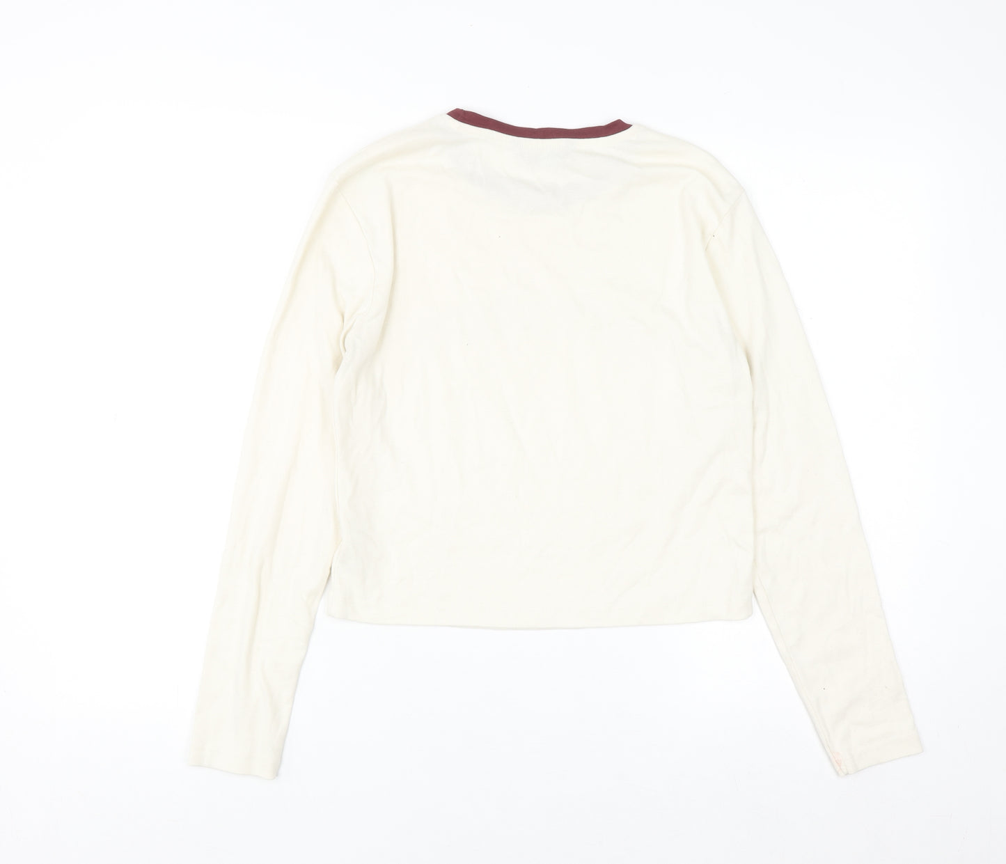 Dunnes Women Ivory Ringer Long Sleeve T-Shirt Size 16