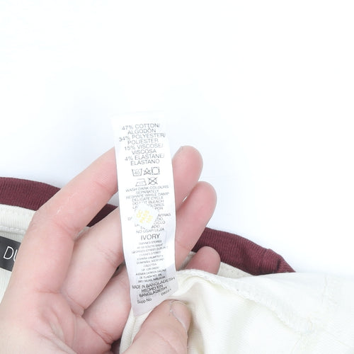 Dunnes Women Ivory Ringer Long Sleeve T-Shirt Size 16