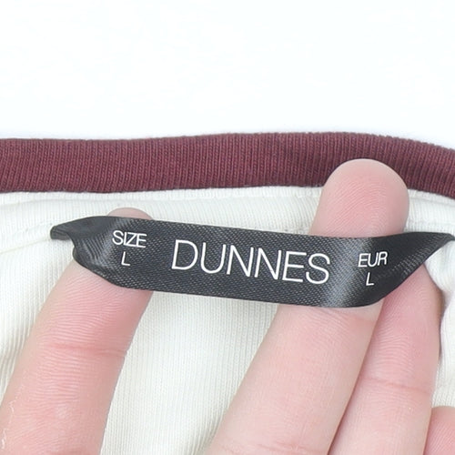 Dunnes Women Ivory Ringer Long Sleeve T-Shirt Size 16