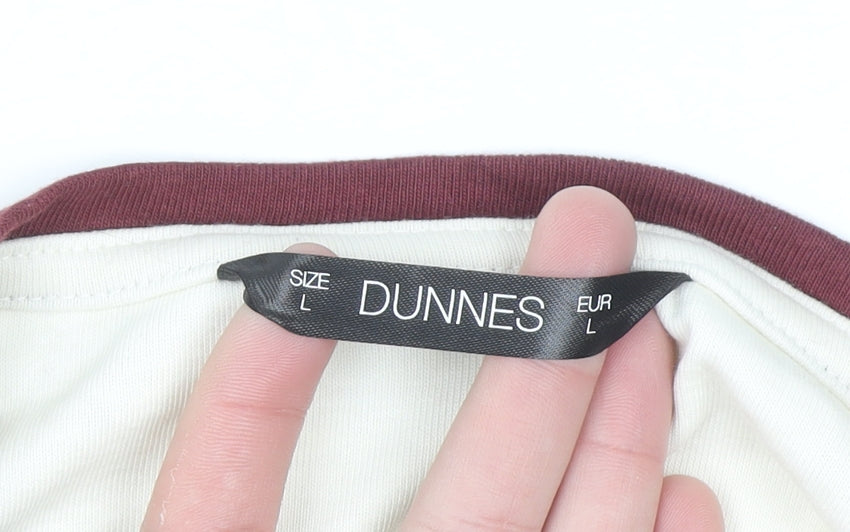 Dunnes Women Ivory Ringer Long Sleeve T-Shirt Size 16