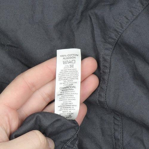 Dunnes Stores Men's Grey Regular Fit Cotton Button-Up Shirt L