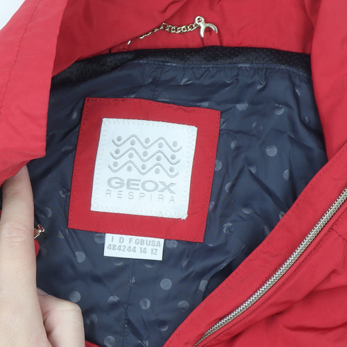 Geox Women Red Windbreaker Jacket Size 12 Lightweight Zip