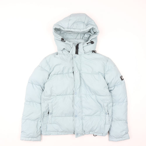 Diesel Women Blue XS Hooded Puffer Jacket Nylon Winter Coat