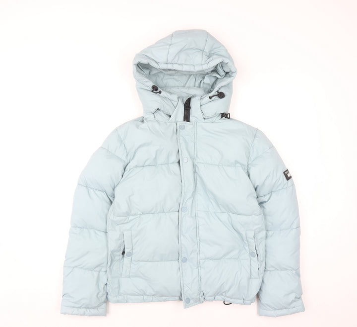 Diesel Women Blue XS Hooded Puffer Jacket Nylon Winter Coat