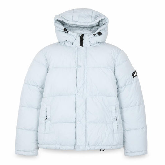 Front view of Diesel Women Blue XS Hooded Puffer Jacket Nylon Winter Coat