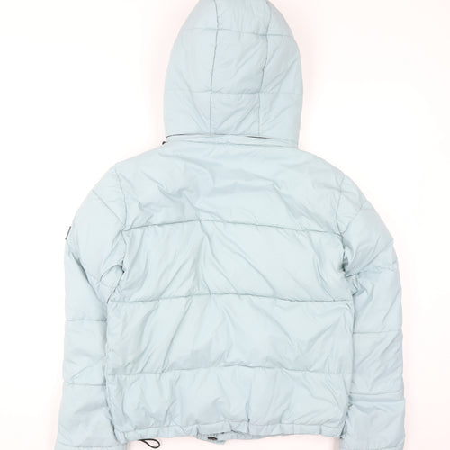 Diesel Women Blue XS Hooded Puffer Jacket Nylon Winter Coat