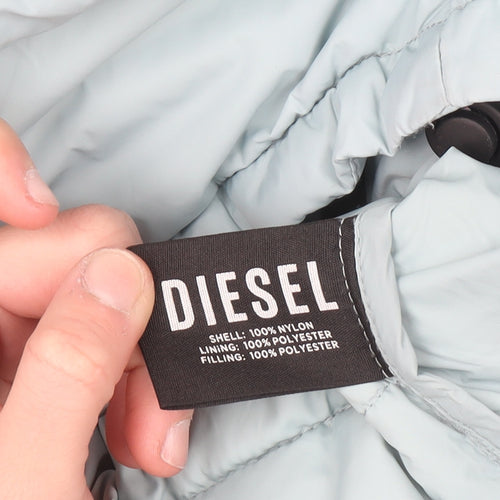 Diesel Women Blue XS Hooded Puffer Jacket Nylon Winter Coat