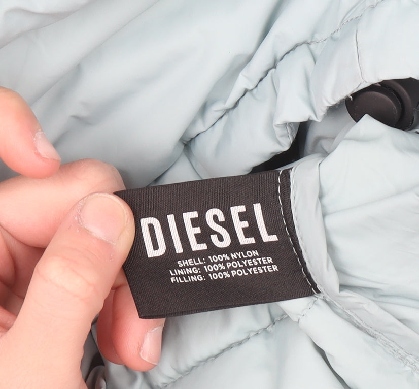 Diesel Women Blue XS Hooded Puffer Jacket Nylon Winter Coat