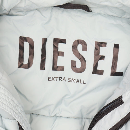 Diesel Women Blue XS Hooded Puffer Jacket Nylon Winter Coat