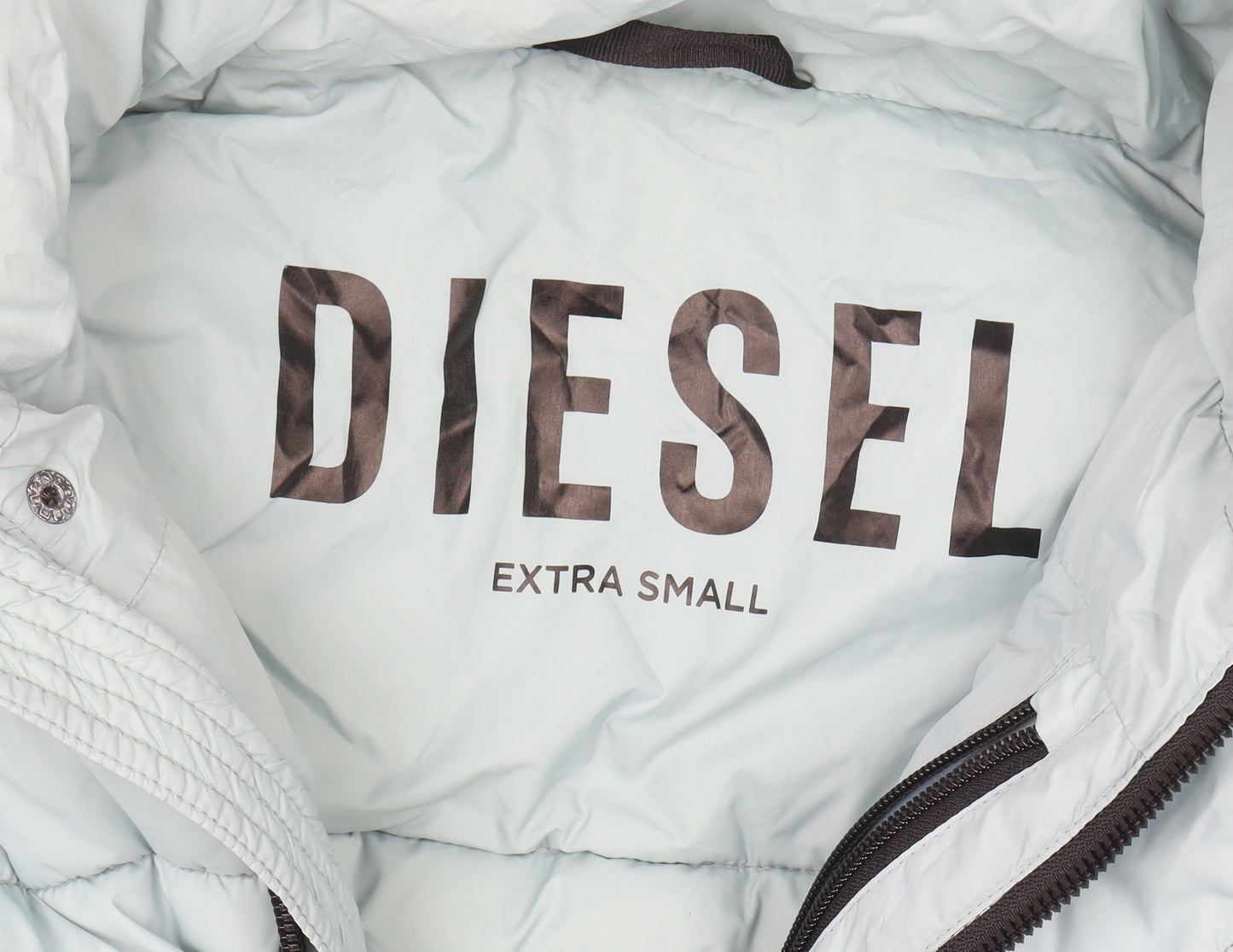 Diesel Women Blue XS Hooded Puffer Jacket Nylon Winter Coat