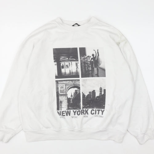 Dunnes Women White New York City Graphic Pullover Sweatshirt Size L