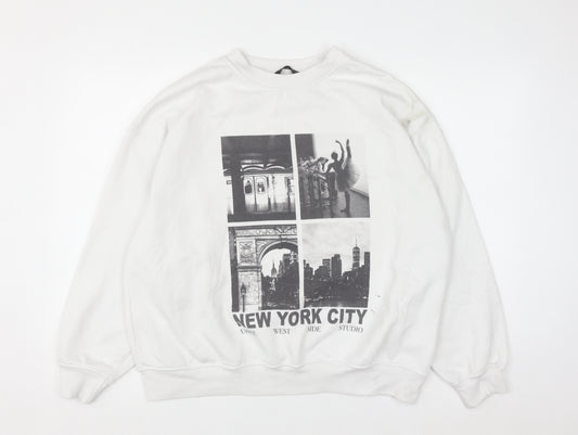 Dunnes Women White New York City Graphic Pullover Sweatshirt Size L