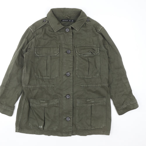 Karen Millen Women's Green Military Twill Jacket UK 10 Button Front