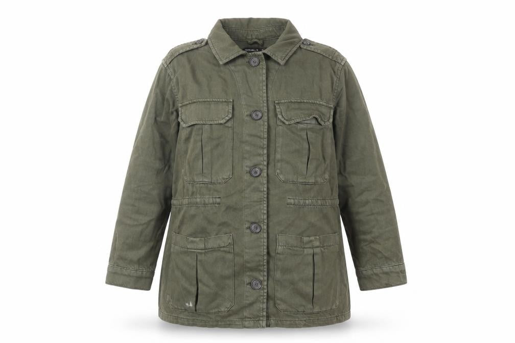 Karen Millen Women's Green Military Twill Jacket UK 10 Button Front