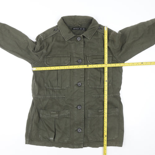 Karen Millen Women's Green Military Twill Jacket UK 10 Button Front