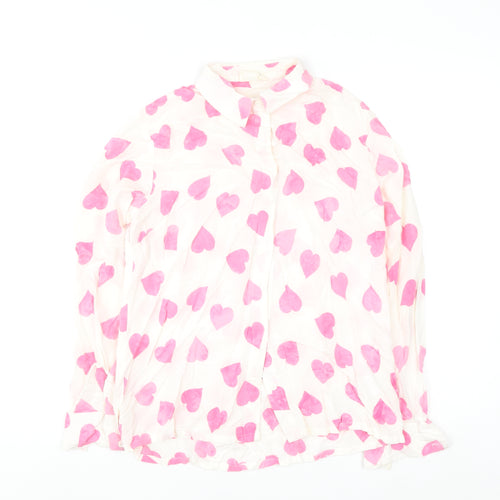Sugarhill Brighton Womens White Pink Heart Button-Up Shirt UK 10