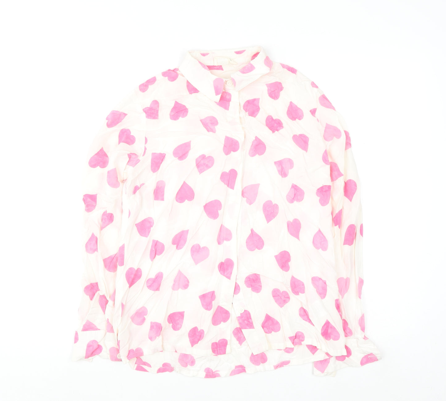 Sugarhill Brighton Womens White Pink Heart Button-Up Shirt UK 10