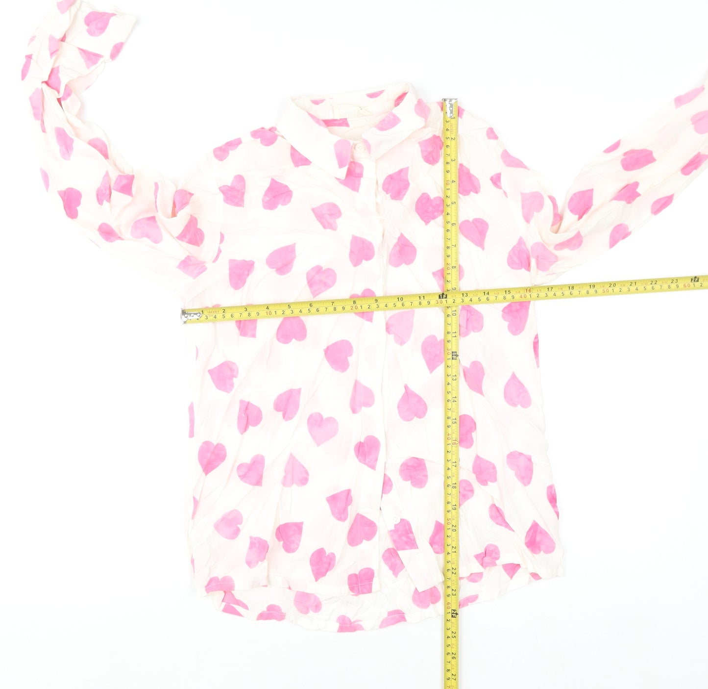 Sugarhill Brighton Womens White Pink Heart Button-Up Shirt UK 10