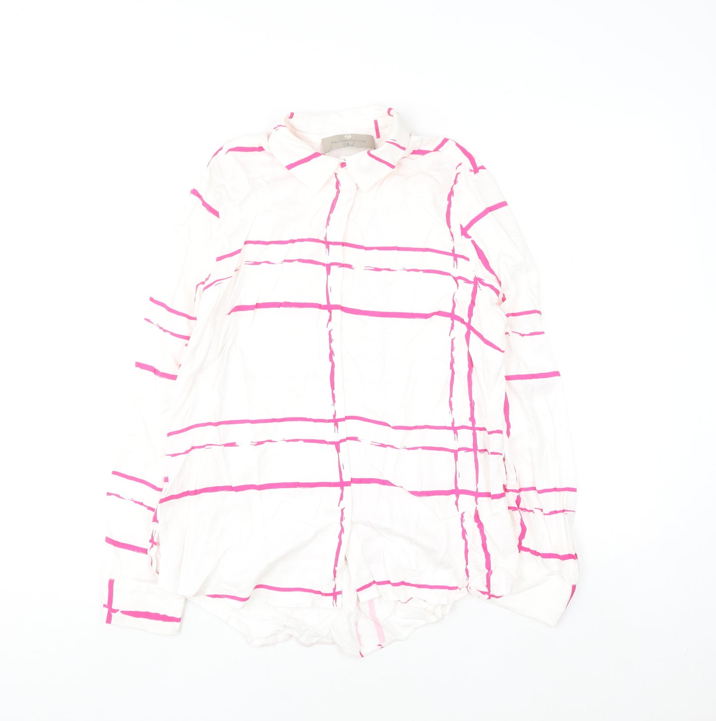 Paul Costelloe Living Studio Women's Multicoloured Checked Long Sleeve Button-Up Shirt Size 10