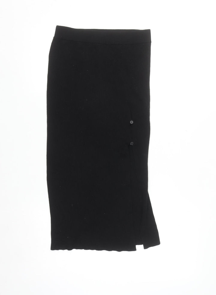 Stradivarius Women’s Black Knit Midi Pencil Skirt Size S